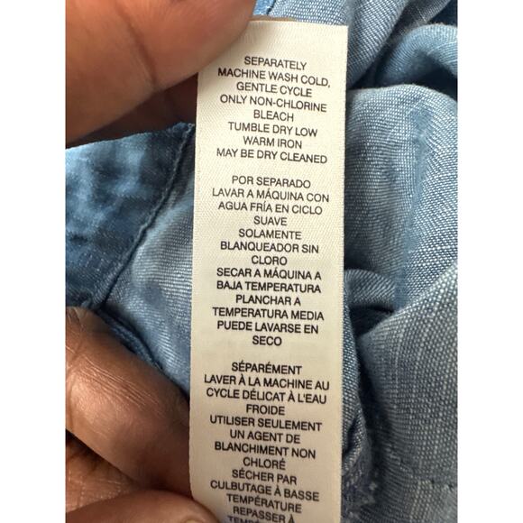 Chico's Chambray Pull-On Crop Pants Stretch Back Waist Front Pockets Flowy - Picture 7 of 9